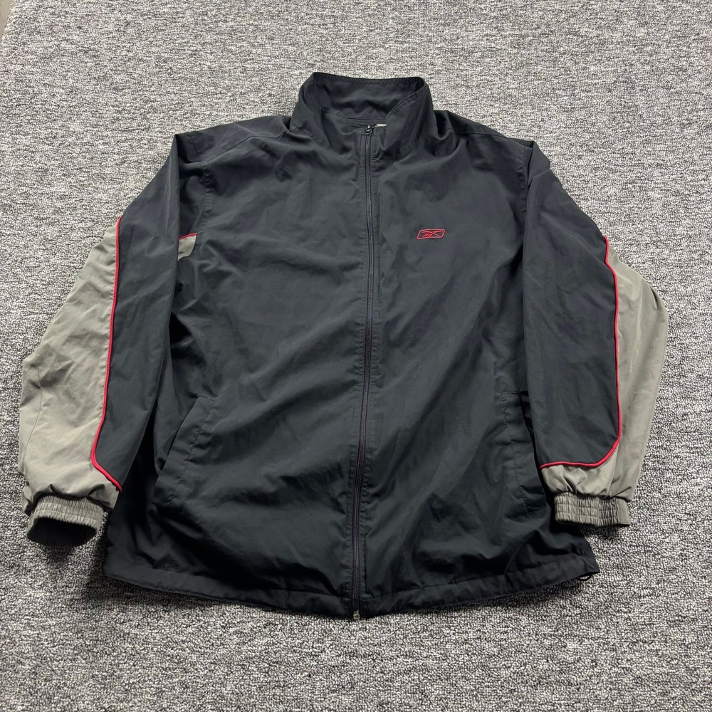 Y2K 2000s Reebok Black‎ Windbreaker Track Jacket Men's Size XL
